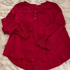 Maurices Vibrant Red Blouse with Button Accents